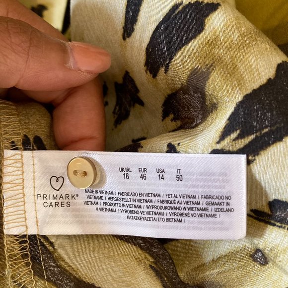 Primark Women's Black Animal Print Lime Green Slim Fit Shirt Size 18 - Picture 12 of 14